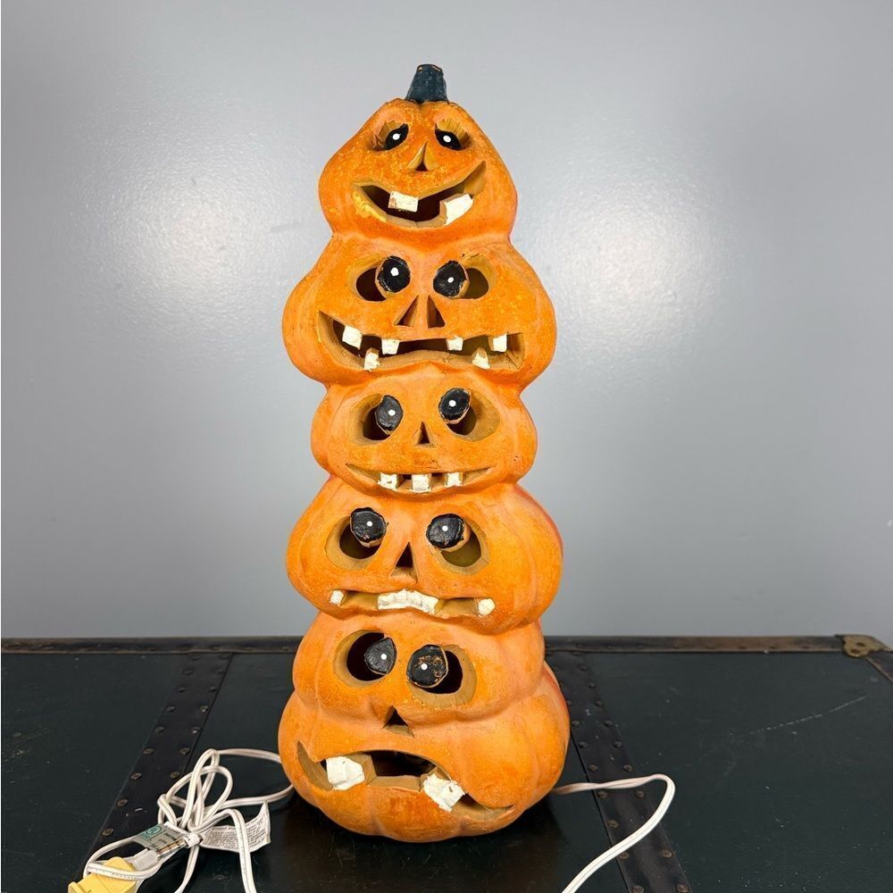 Molded Foam Blow Mold Stacked Pumpkin Totem Halloween Light